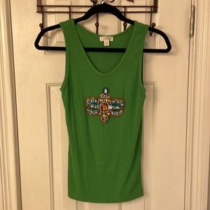 Shine New York Vintage Green Embellished Tank